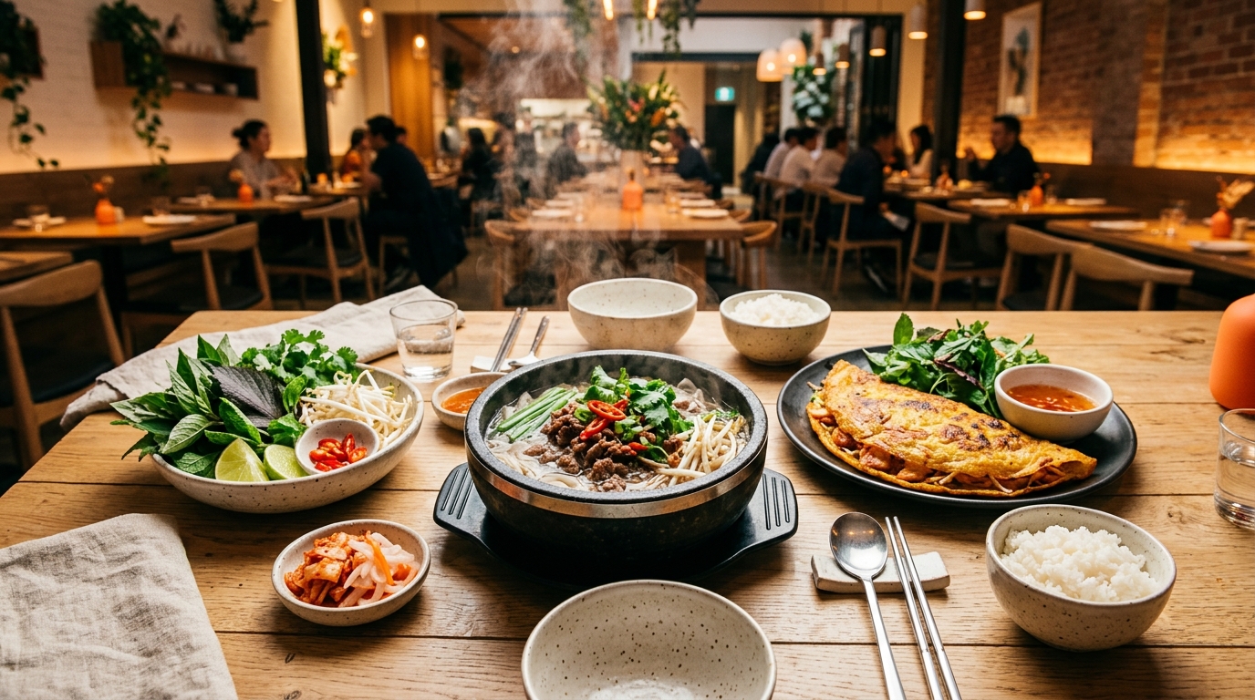 Vietnamese-Korean Fusion Dining Spread at Đan & Sen